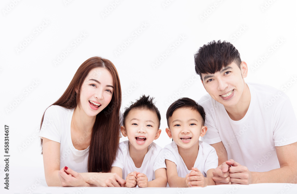 Happy Asian family isolated on white background Happy Asian family isolated on white background