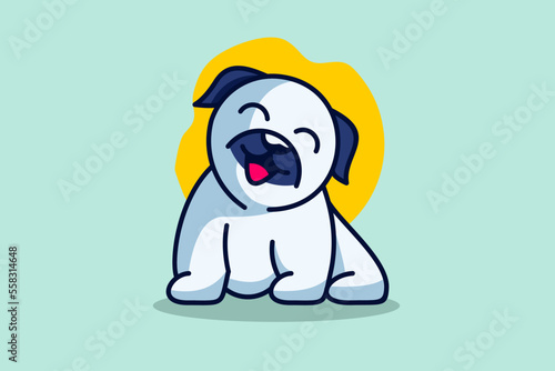 cute dog that is sitting happily