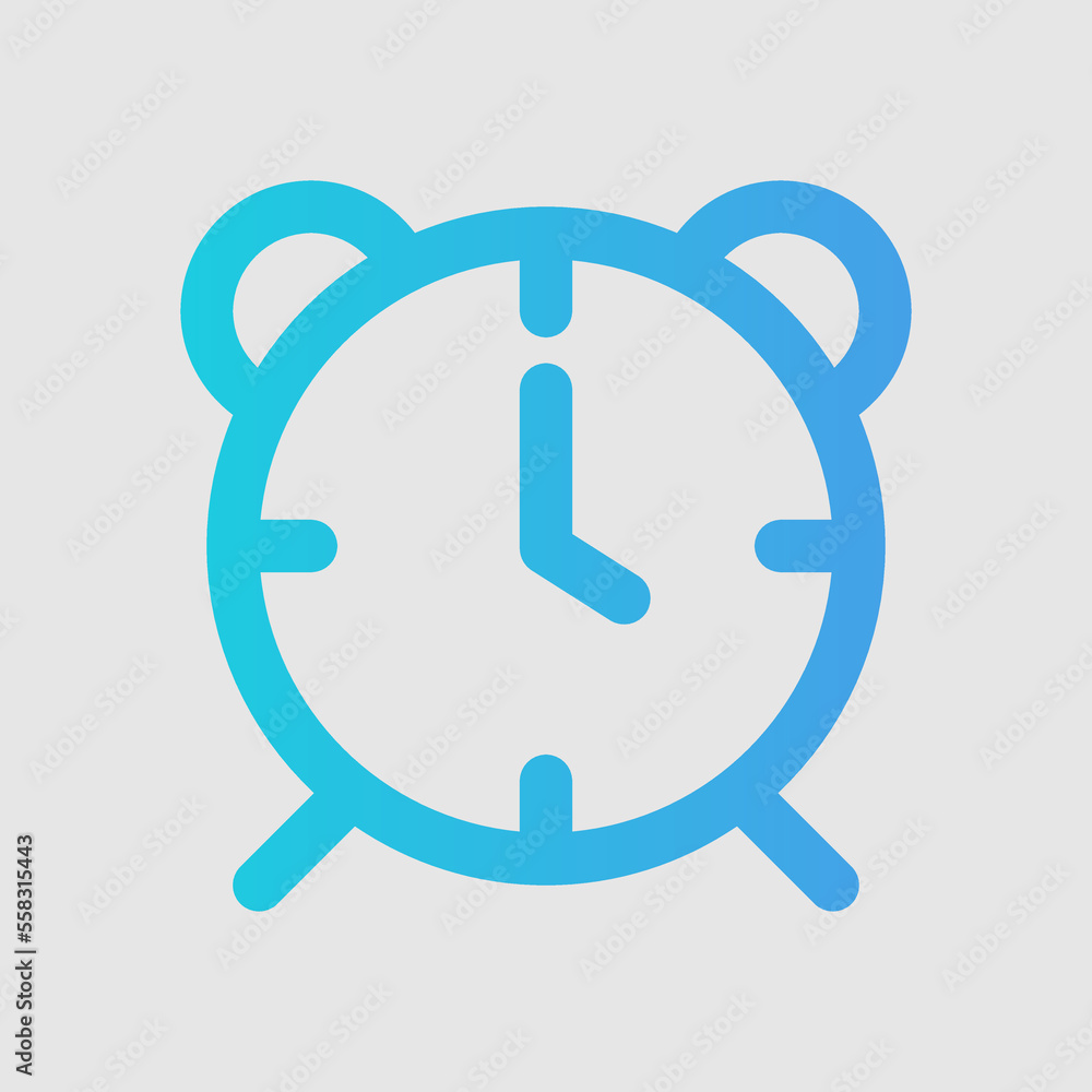Alarm icon in gradient style, use for website mobile app presentation Alarm icon in gradient style, use for website mobile app presentation