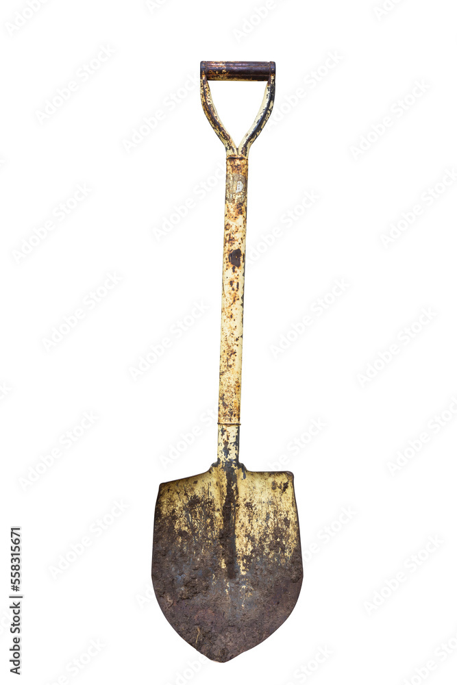 Old shovel isolated on white background. clipping paths Old shovel isolated on white background. clipping paths
