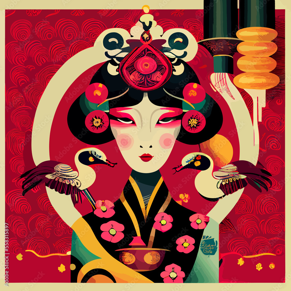 Fototapeta premium background with Chinese New Year concept