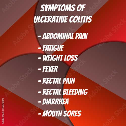 Symptoms of Ulcerative colitis.  Vector illustration for medical journal or brochure. 