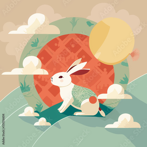 Year of the rabbit flat illustration