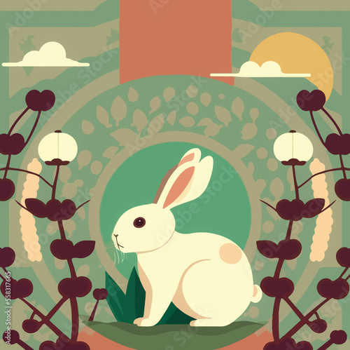 Year of the rabbit flat illustration