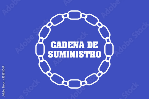 Cadena de suministro - gráfico con la cadena y la fuente en el fondo azul como vector