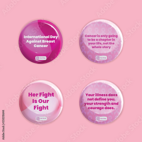 Badges International Day Againts Breast Cancer Words