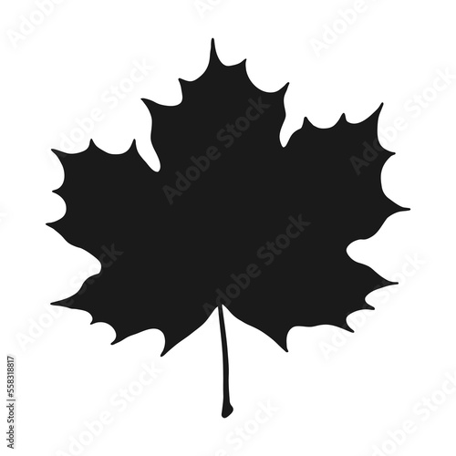 Silhouette maple. Hand drawn autumn vector illustration.