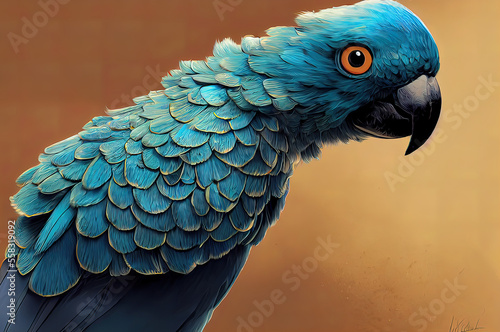 Tiny Cute Spix's macaw photo