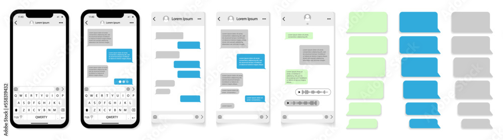 Chat message app frame for smartphone. Messaging with speech bubble Chat message app frame for smartphone. Messaging with speech bubble