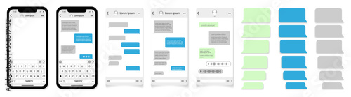 Chat message app frame for smartphone. Messaging with speech bubble