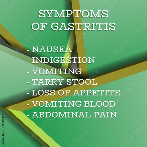 Symptoms of Gastritis.  Vector illustration for medical journal or brochure. 