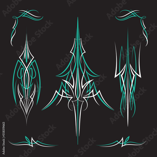 Viridian color Pinstriping art old school Motorcycle and car