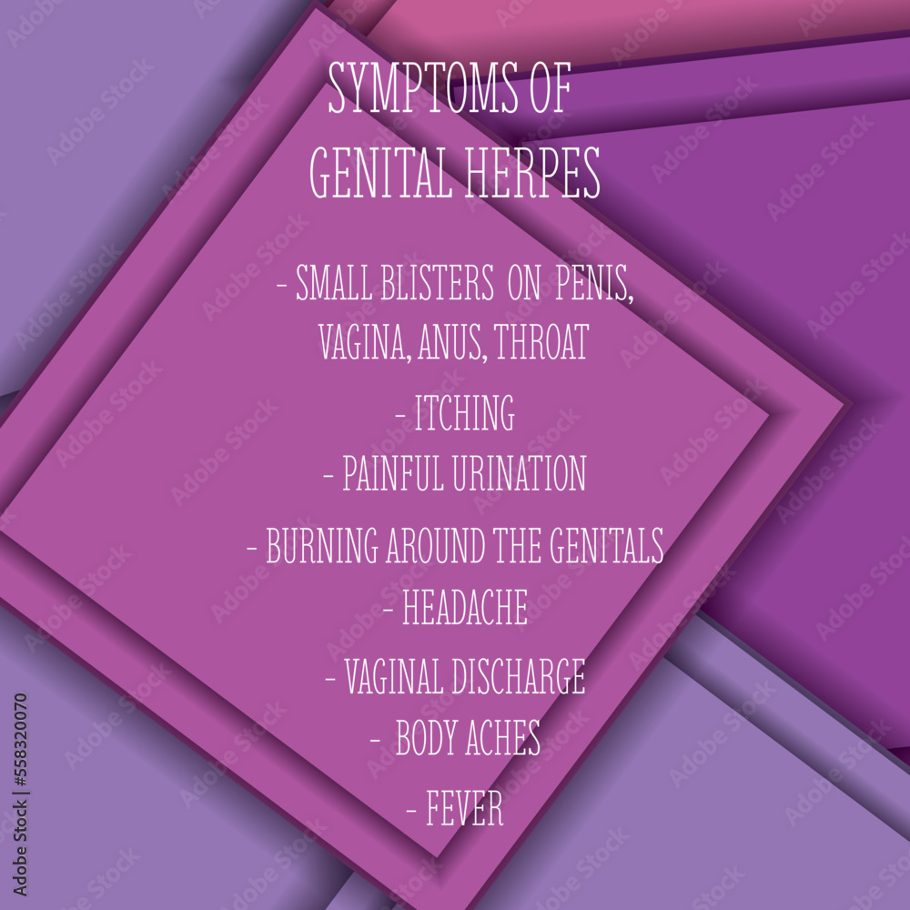 Symptoms Of Genital Herpes Vector Illustration For Medical Journal Or Brochure Stock Vector