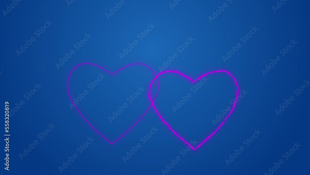 Valentine Day video wallpaper 4k. Stylish pink neon hearts beating together on beautiful blue gradient background. Love day heartbeat Valentine Day video wallpaper 4k. Stylish pink neon hearts beating together on beautiful blue gradient background. Love day heartbeat