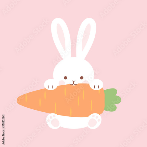 vector illustration of a rabbit with a carrot for banners, cards, flyers, social media wallpapers, etc.