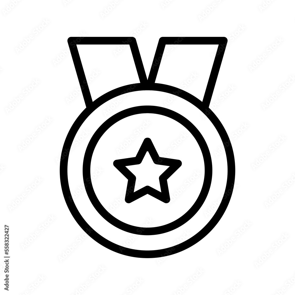 Illustration vector graphic icon of Medal. Line style icon. Vector illustration isolated on white background. Perfect for website or application design. Illustration vector graphic icon of Medal. Line style icon. Vector illustration isolated on white background. Perfect for website or application design.