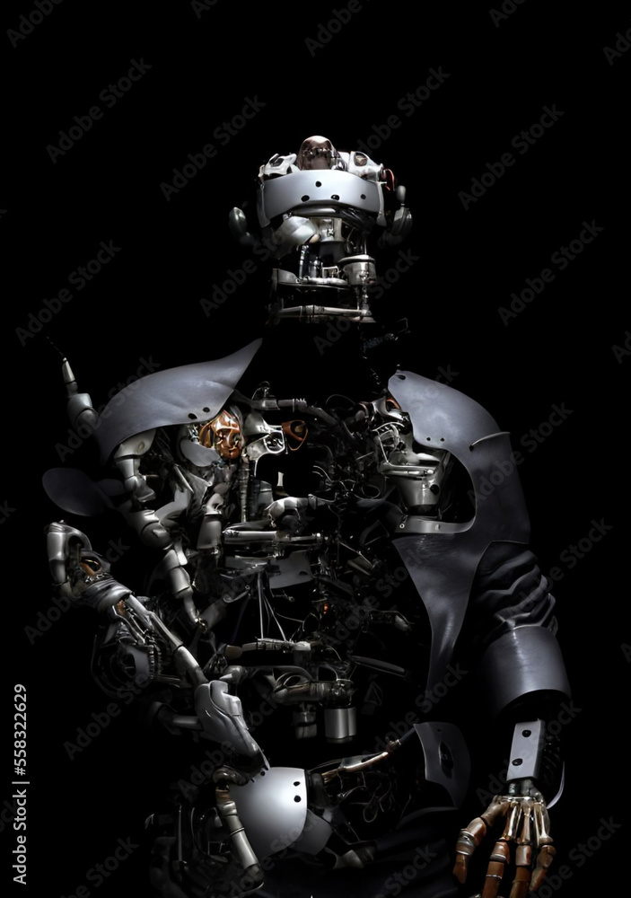 Generative AI : Futuristic Cyborg Soldiers with biomechanical body enhancements Generative AI : Futuristic Cyborg Soldiers with biomechanical body enhancements