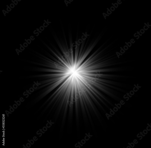Bright lighting with spotlights. Royalty high-quality free stock of spotlights with glow effect isolated on black background. Overlays, overlay, effects sunlight, lens flare, light leaks