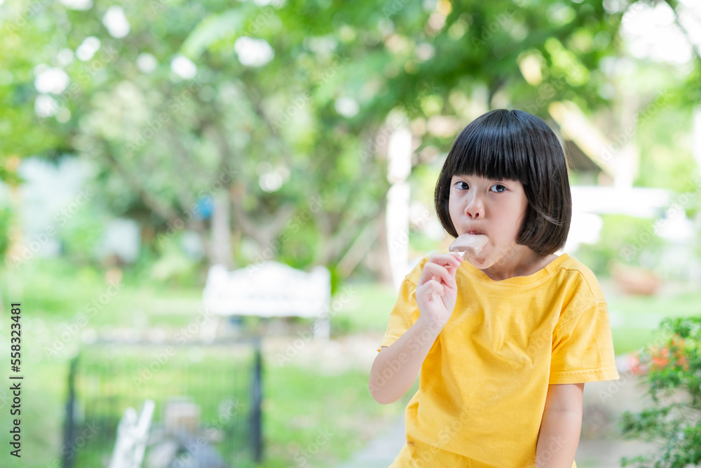 kid eating ice cream, delicious and happy concept kid eating ice cream, delicious and happy concept