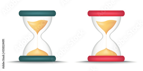 Hourglass, Sandglass 3D Icon Set - Different Vector Illustrations Isolated On White Background