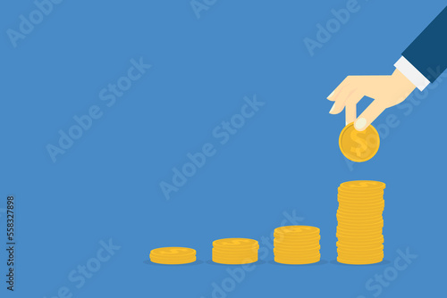 Money makes money, Money stack, investment concept. Vector Illustration