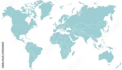 Fototapeta Naklejka Na Ścianę i Meble -  World map. Silhouette map. Color vector modern map	