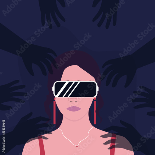 Illustration of girl facing sexual assault in the metaverse