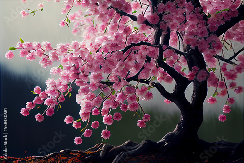 Cherry tree in full bloom w...