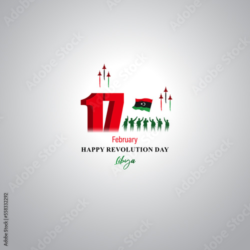 Vector illustration of happy revolution day Libya banner