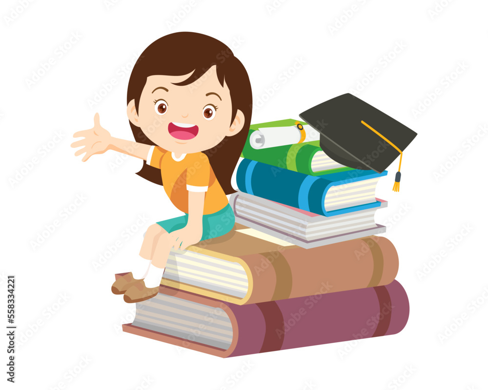 Happy Children reading book Back to School Concept kids and book Happy Children reading book Back to School Concept kids and book