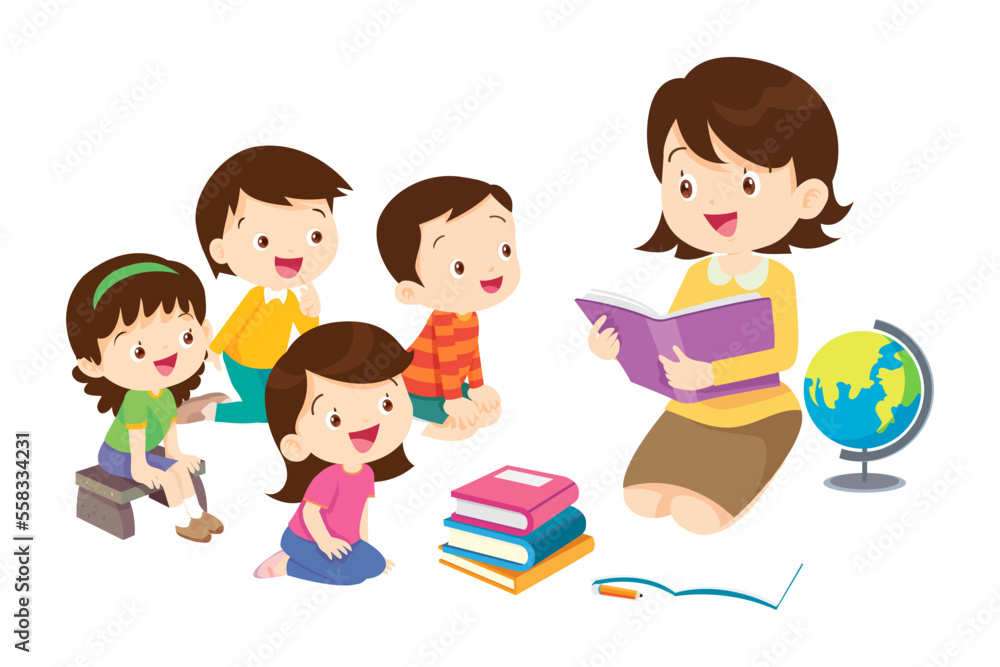 Happy Children reading book Back to School Concept kids and book Happy Children reading book Back to School Concept kids and book