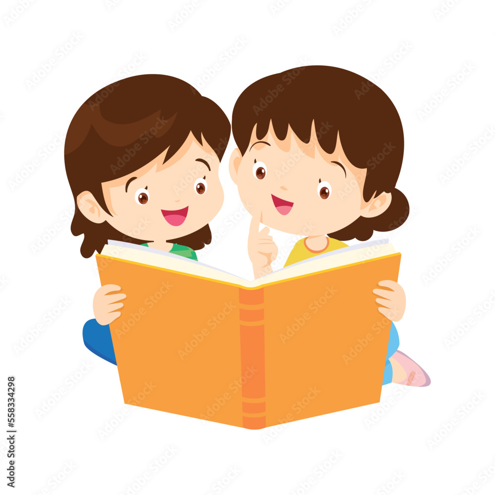 Happy Children reading book Back to School Concept kids and book Happy Children reading book Back to School Concept kids and book
