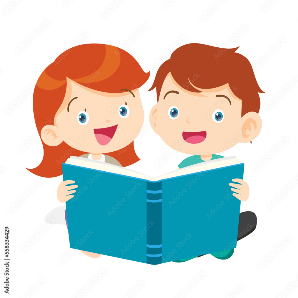 Happy Children reading book Back to School Concept kids and book Happy Children reading book Back to School Concept kids and book