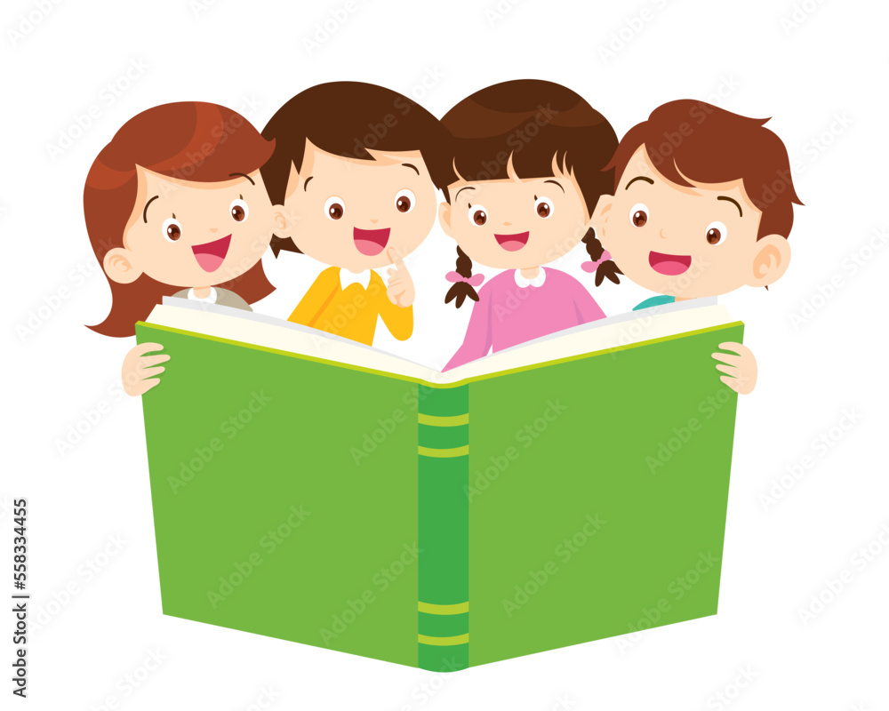 Happy Children reading book Back to School Concept kids and book Happy Children reading book Back to School Concept kids and book