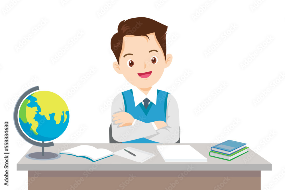 School teacher at desk education School teacher at desk education