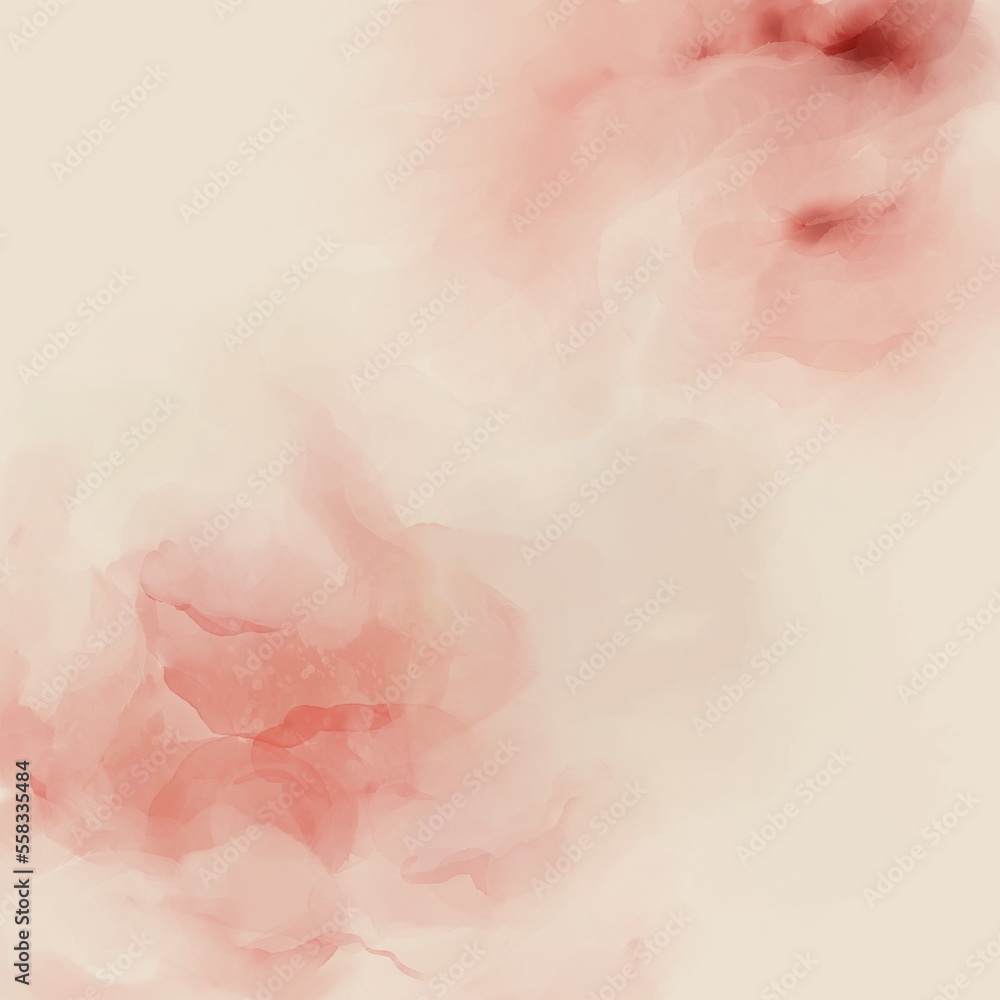 Soft red watercolor background on paper texture. Social media story, post background for wedding, beauty, cosmetics, jewelry, spiritual, yoga, meditation. Invitation card template