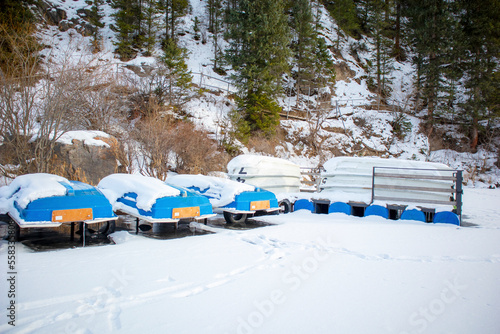 Wallpaper Mural overturned boats on ice in winter Torontodigital.ca