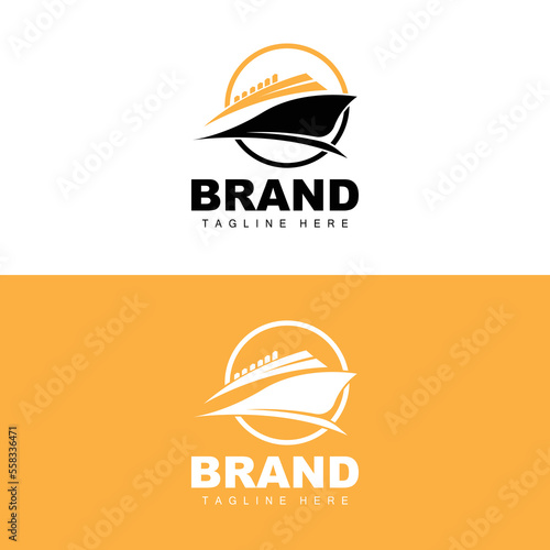 Ship Logo, Ocean Transport Vector, And Cruise Ship, Cargo, Logistics, Sailing School, Speedboat