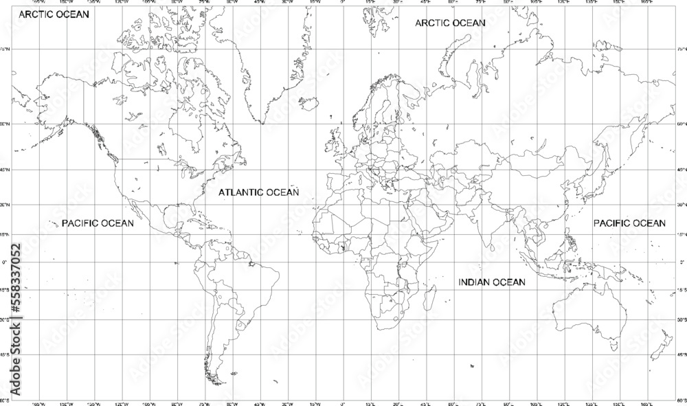vector sketch illustration of a scalable world map with white background