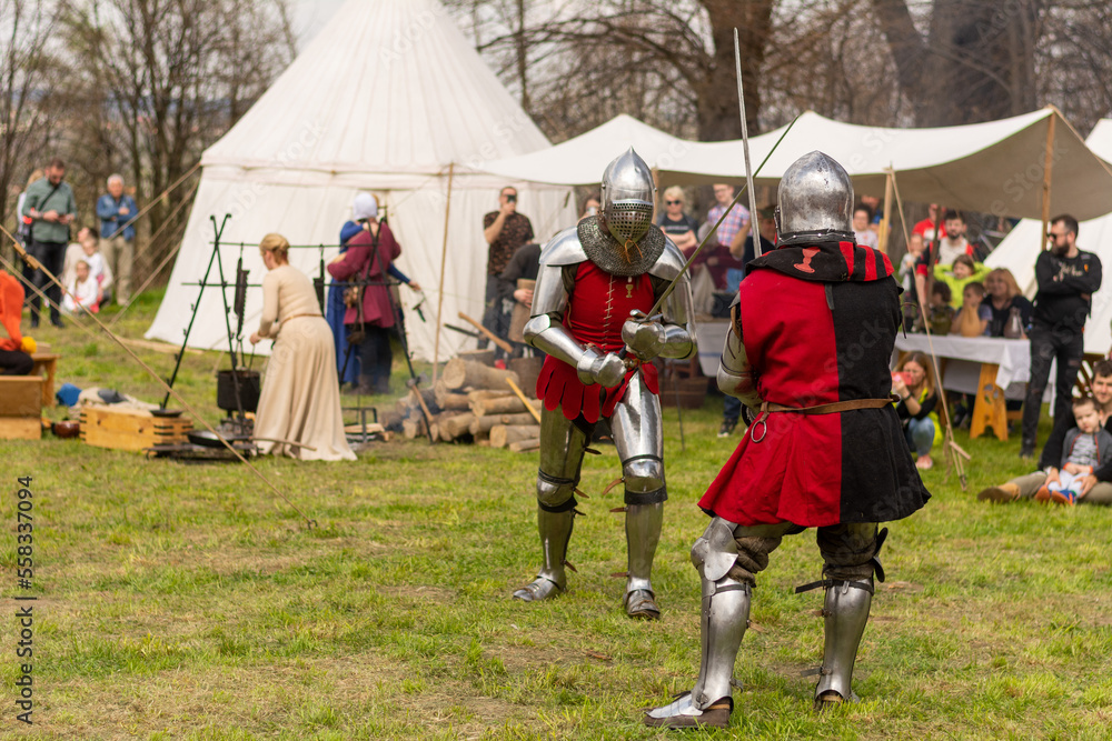 Obraz premium Walka rycerska inscenizacja