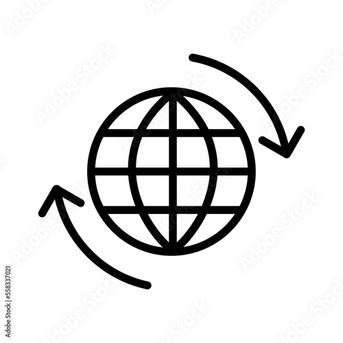 Globe line icon. World, knowledge, location, exploration, continents, demonstration, travel, world wide web. communication concept. Vector black line icon on white background