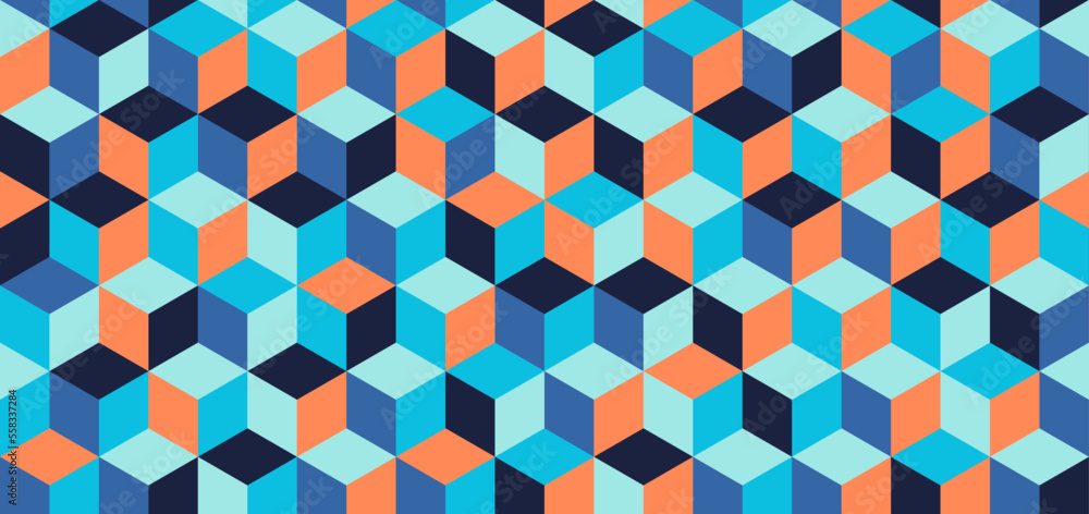 Colorful cubes background and seamless pattern Colorful cubes background and seamless pattern