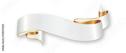 ribbon silver and gold color Christmas Celebration. Christmas ribbon with shadow, xmas wrap element template