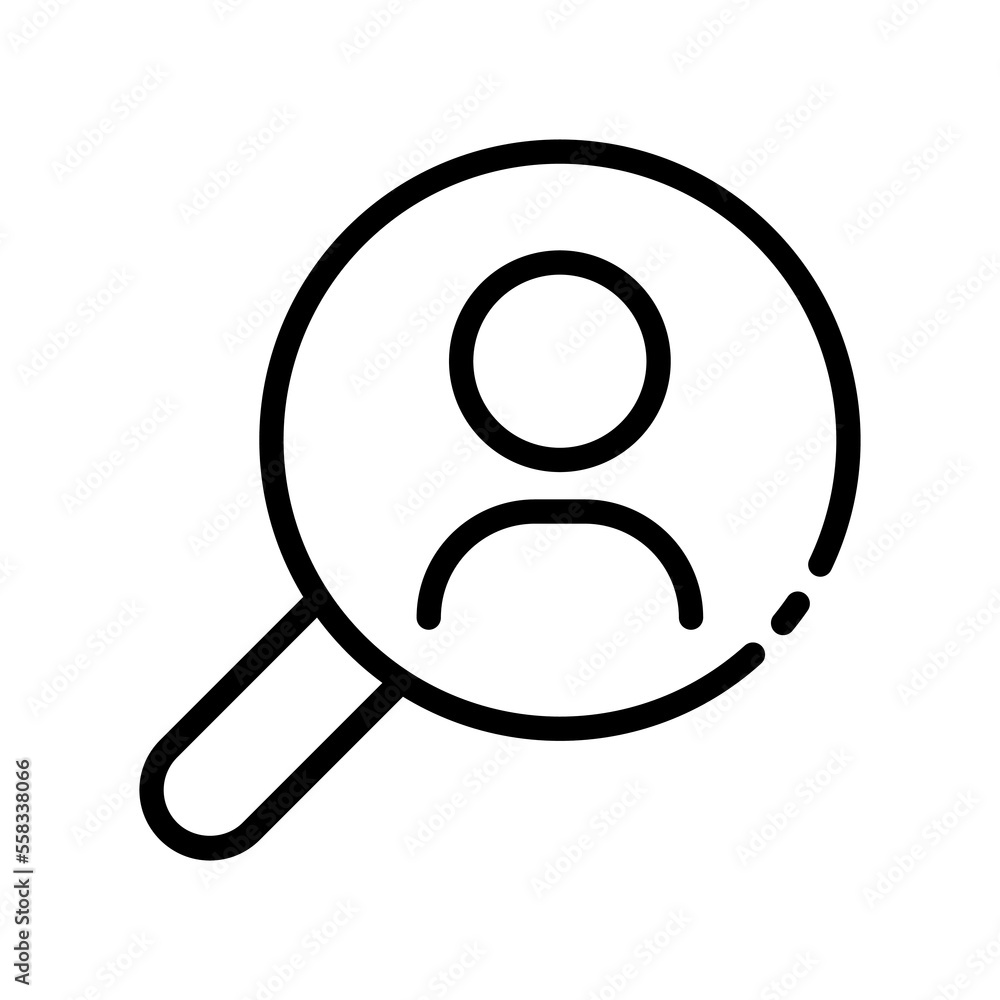 People line icon. Candidate, search, magnifier, replacement,choice, assessment, team, elections, rating, leadership, popularity, competition, work. ideas. Communication concept. Vector black line icon People line icon. Candidate, search, magnifier, replacement,choice, assessment, team, elections, rating, leadership, popularity, competition, work. ideas. Communication concept. Vector black line icon