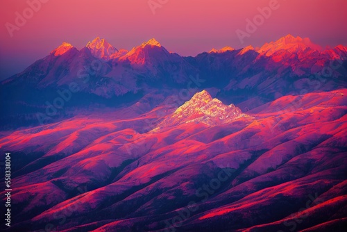Mountain landscape with twilight colors