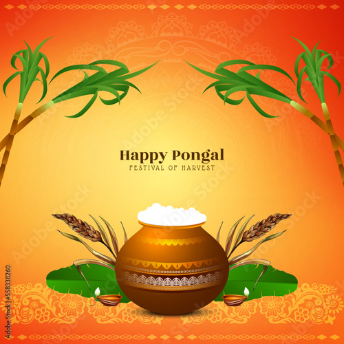 Beautiful Happy Pongal traditional south Indian festival background