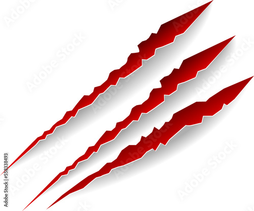 Red scratches with realistic edge texture. Claw cuts