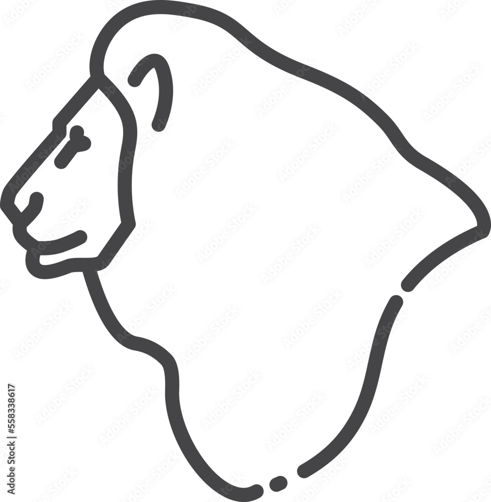 Lion head logo. Linear safari animal icon Lion head logo. Linear safari animal icon