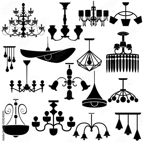 Chandelier icon vector set. lustere illustration sign collection. luster symbol or logo.