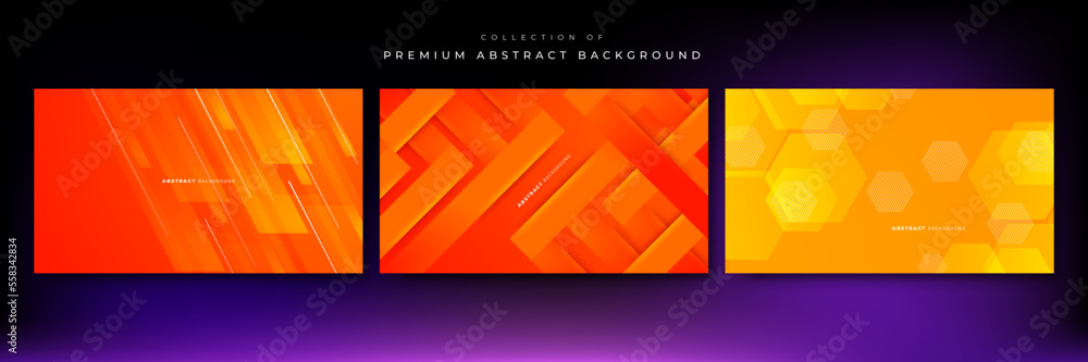 Dark orange geometric shapes abstract background geometry shine and layer element vector for presentation design. Suit for business, corporate, institution, party, festive, seminar, and talks.
